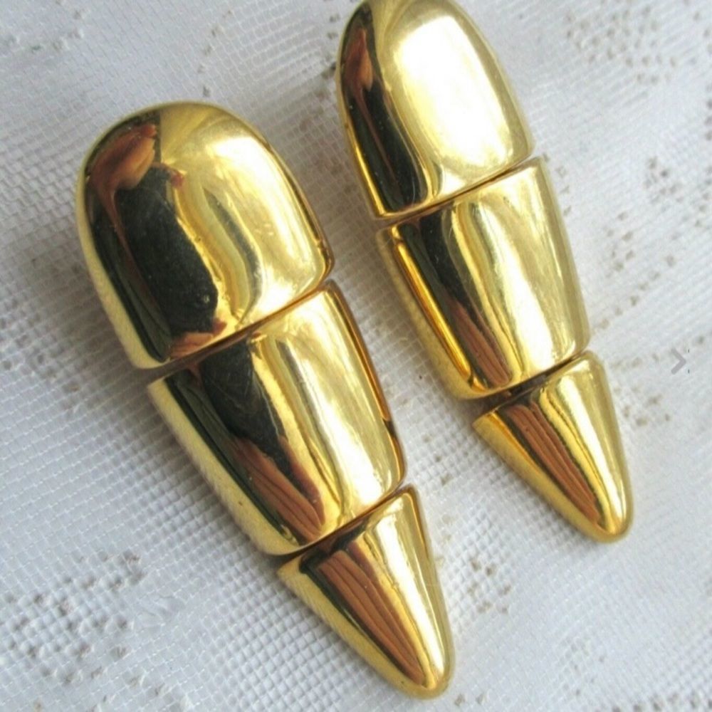 Vintage 1980’s Maxine Denker Gold Mod Earrings - Picture 5 of 11